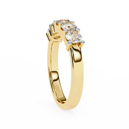 1.03Ct Round Cut Top Grade Diamond Art Deco Delicate Cluster Unisex Handmade Dainty 5 Stone Wedding Band  For Women's - HIGHCARAT DIAMONDS