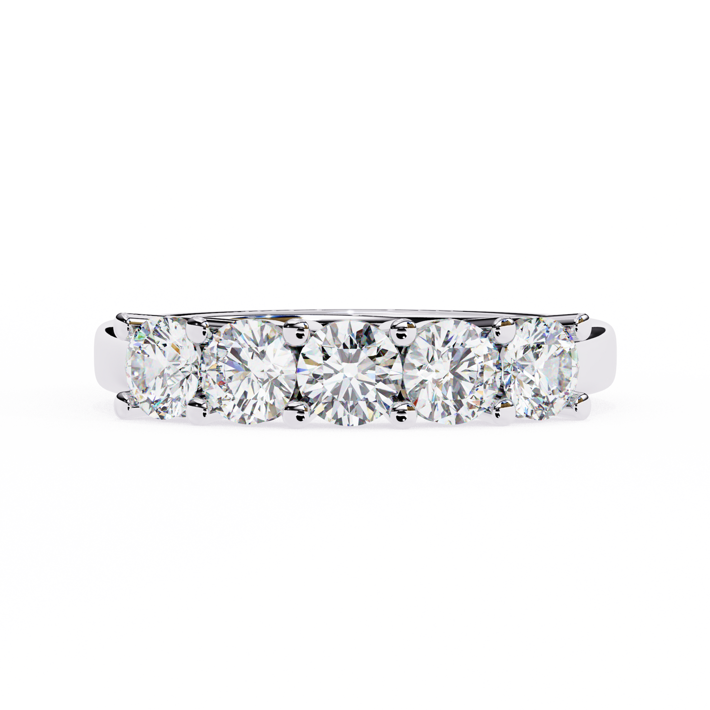 1.03Ct Round Cut Top Grade Diamond Art Deco Delicate Cluster Unisex Handmade Dainty 5 Stone Wedding Band  For Women's - HIGHCARAT DIAMONDS