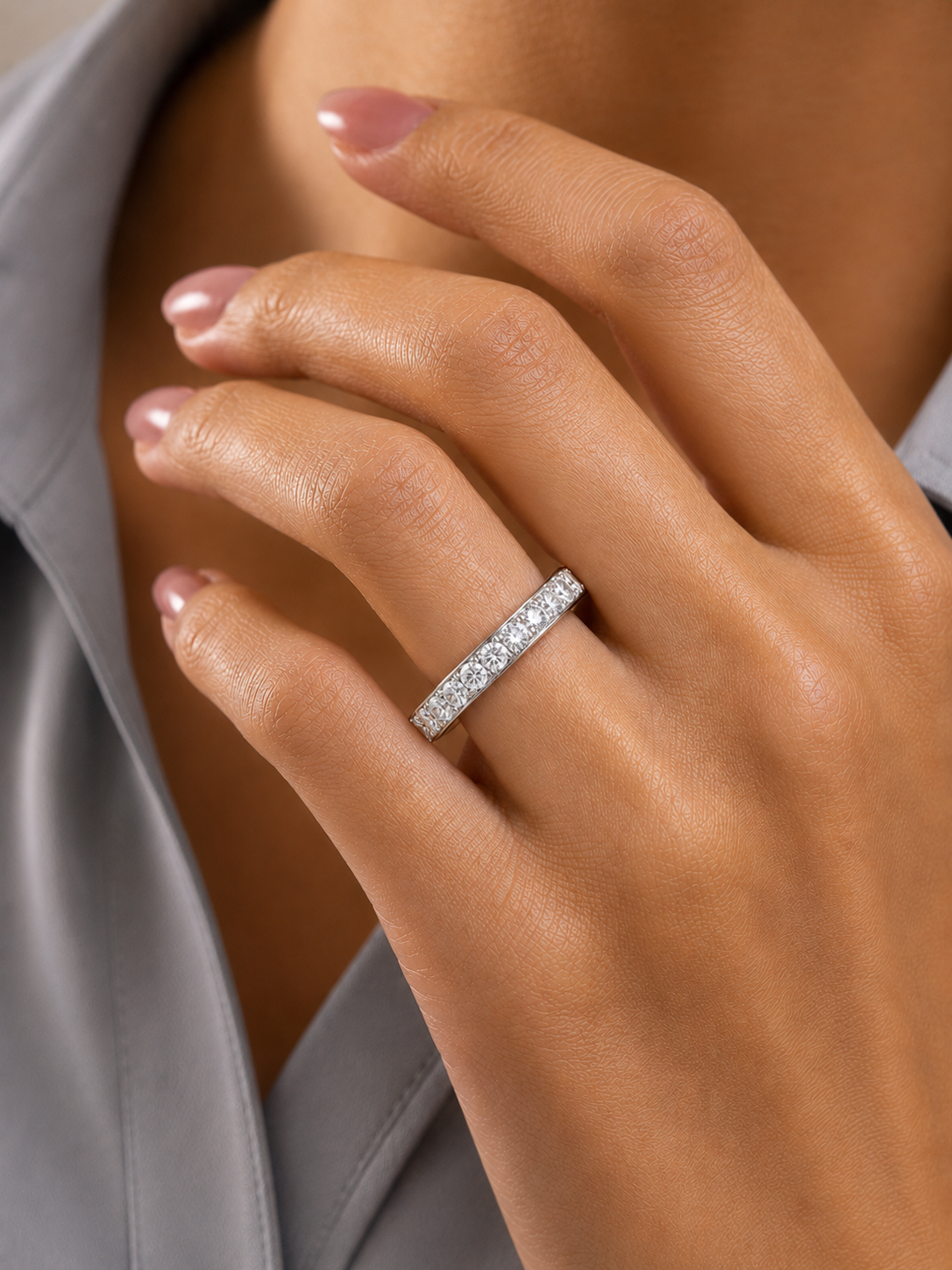 1.04 CT Round Shaped Classic Lab Grown/ Natural Diamond Eternity Band Ring Timeless Circle Of Sparkle - HIGHCARAT DIAMONDS