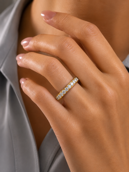 1.04 CT Round Shaped Classic Lab Grown/ Natural Diamond Eternity Band Ring Timeless Circle Of Sparkle - HIGHCARAT DIAMONDS