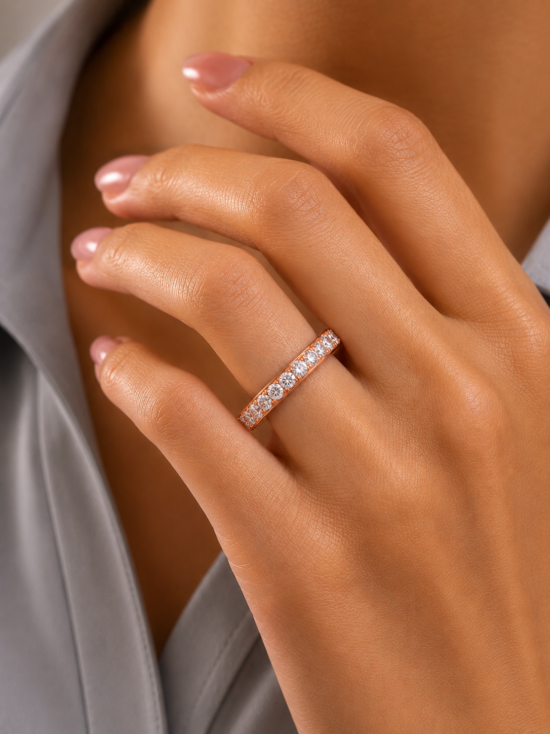 1.04 CT Round Shaped Classic Lab Grown/ Natural Diamond Eternity Band Ring Timeless Circle Of Sparkle - HIGHCARAT DIAMONDS
