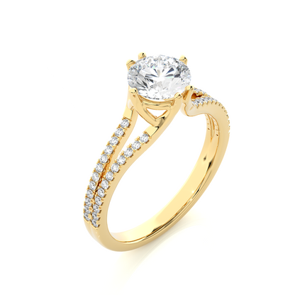 1.05 CT Colorless Round Shaped Lab Grown Diamond Ring, Accented  Engagement Ring For Her - HIGHCARAT DIAMONDS