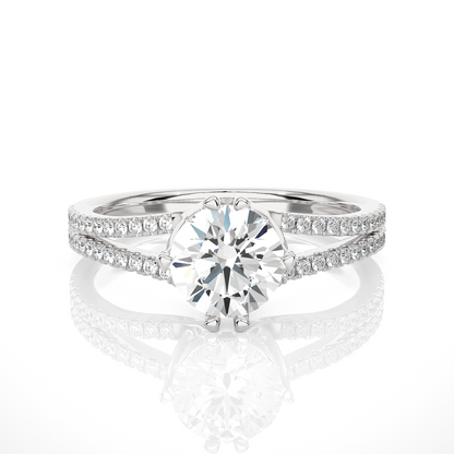 1.05 CT Colorless Round Shaped Lab Grown Diamond Ring, Accented  Engagement Ring For Her - HIGHCARAT DIAMONDS
