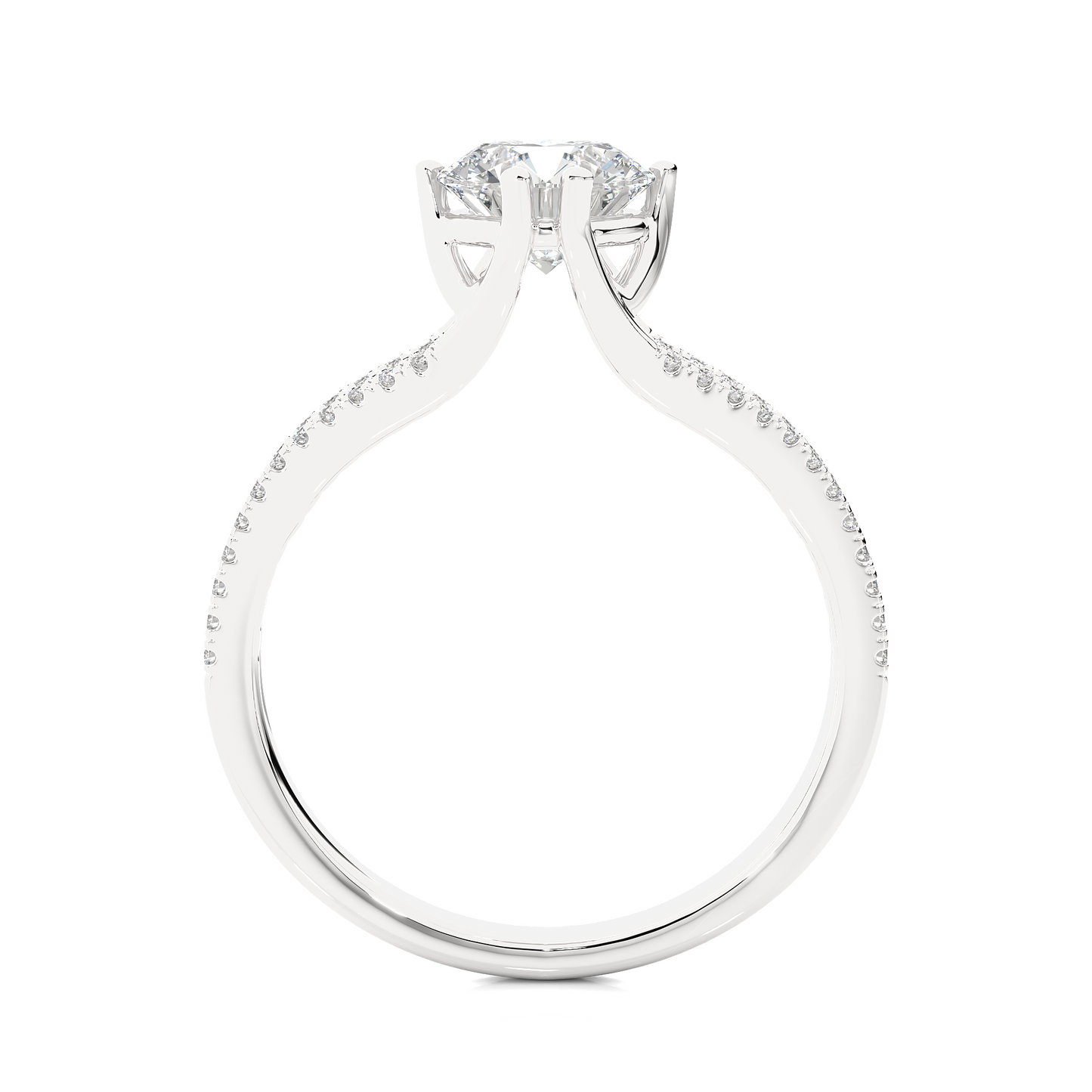 1.05 CT Colorless Round Shaped Lab Grown Diamond Ring, Accented  Engagement Ring For Her - HIGHCARAT DIAMONDS