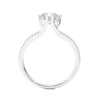 1.05 CT Colorless Round Shaped Lab Grown Diamond Ring, Accented  Engagement Ring For Her - HIGHCARAT DIAMONDS