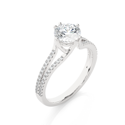 1.05 CT Colorless Round Shaped Lab Grown Diamond Ring, Accented  Engagement Ring For Her - HIGHCARAT DIAMONDS