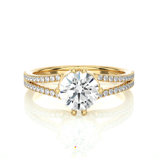 1.05 CT Colorless Round Shaped Lab Grown Diamond Ring, Accented  Engagement Ring For Her - HIGHCARAT DIAMONDS