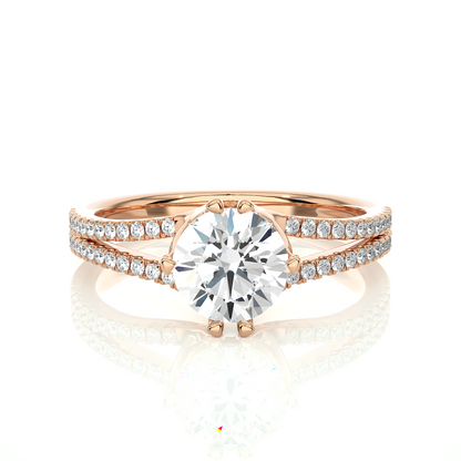 1.05 CT Colorless Round Shaped Lab Grown Diamond Ring, Accented  Engagement Ring For Her - HIGHCARAT DIAMONDS