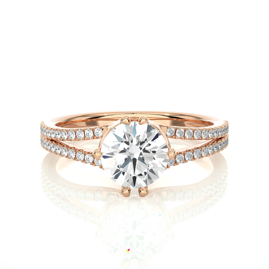1.05 CT Colorless Round Shaped Lab Grown Diamond Ring, Accented  Engagement Ring For Her