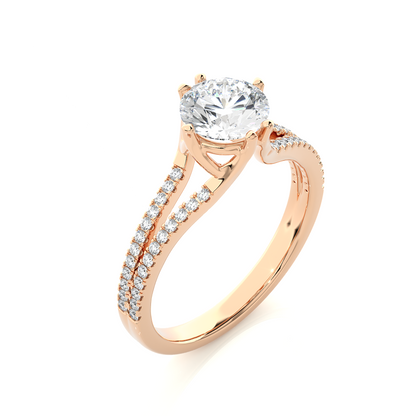 1.05 CT Colorless Round Shaped Lab Grown Diamond Ring, Accented  Engagement Ring For Her - HIGHCARAT DIAMONDS