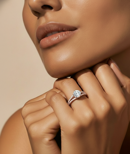 1.05 CT Colorless Round Shaped Lab Grown Diamond Ring, Accented  Engagement Ring For Her - HIGHCARAT DIAMONDS