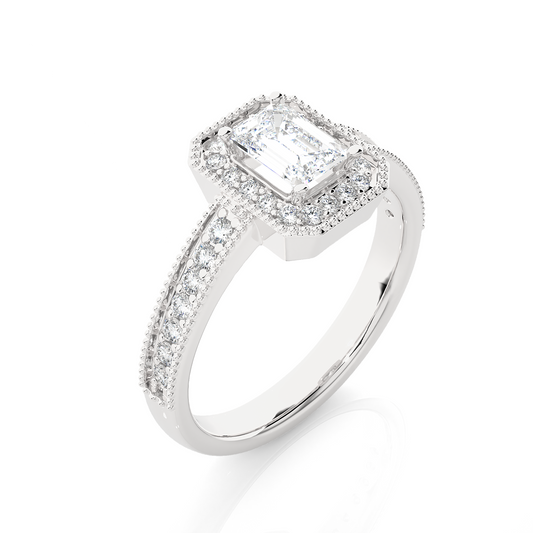 1.06 CT emerald and round cut lab grown diamond wedding ring in a dazzling  new look - HIGHCARAT DIAMONDS