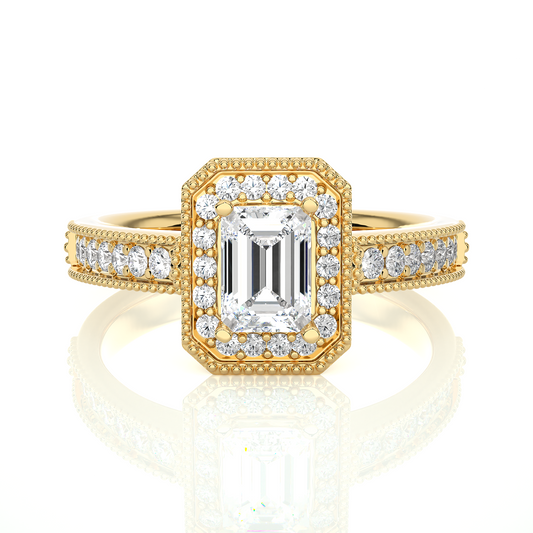 1.06 CT emerald and round cut lab grown diamond wedding ring in a dazzling  new look - HIGHCARAT DIAMONDS