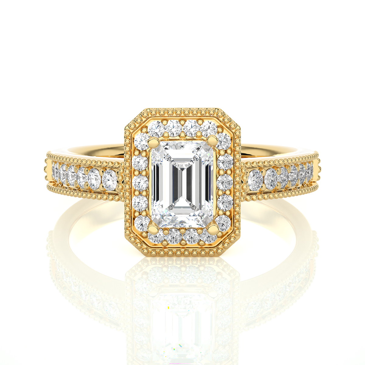 1.06 CT emerald and round cut lab grown diamond wedding ring in a dazzling  new look - HIGHCARAT DIAMONDS