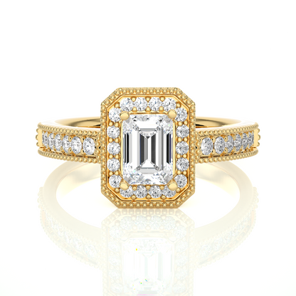 1.06 CT emerald and round cut lab grown diamond wedding ring in a dazzling  new look - HIGHCARAT DIAMONDS
