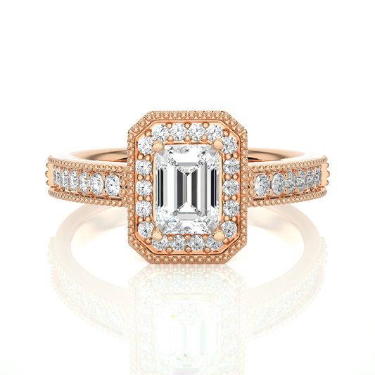 1.06 CT emerald and round cut lab grown diamond wedding ring in a dazzling  new look - HIGHCARAT DIAMONDS