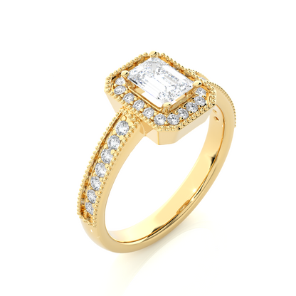 1.06 CT emerald and round cut lab grown diamond wedding ring in a dazzling  new look - HIGHCARAT DIAMONDS