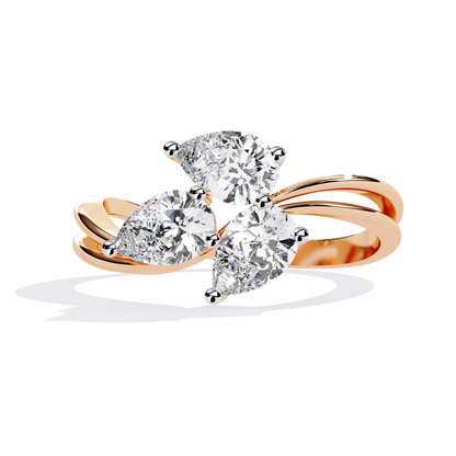 1.06CT Pear Cut Lab Grown Diamond Delicate Sparkling Three Stone Ring Gift For Her - HIGHCARAT DIAMONDS