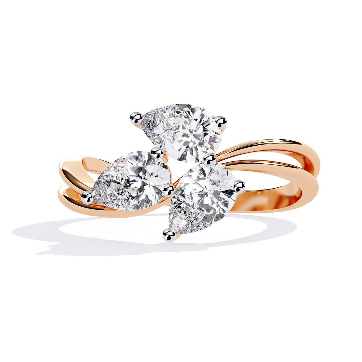 1.06CT Pear Cut Lab Grown Diamond Delicate Sparkling Three Stone Ring Gift For Her - HIGHCARAT DIAMONDS