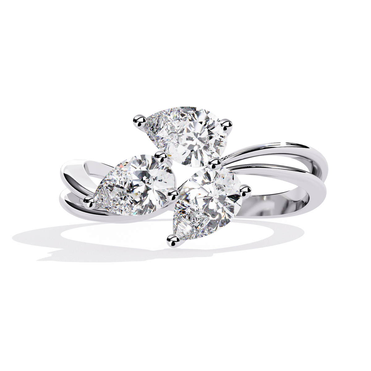 1.06CT Pear Cut Lab Grown Diamond Delicate Sparkling Three Stone Ring Gift For Her - HIGHCARAT DIAMONDS