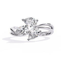 1.06CT Pear Cut Lab Grown Diamond Delicate Sparkling Three Stone Ring Gift For Her - HIGHCARAT DIAMONDS