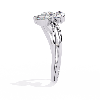 1.06CT Pear Cut Lab Grown Diamond Delicate Sparkling Three Stone Ring Gift For Her - HIGHCARAT DIAMONDS