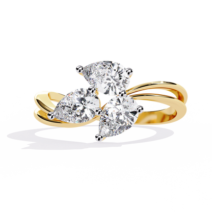 1.06CT Pear Cut Lab Grown Diamond Delicate Sparkling Three Stone Ring Gift For Her - HIGHCARAT DIAMONDS