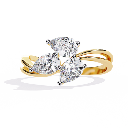 1.06CT Pear Cut Lab Grown Diamond Delicate Sparkling Three Stone Ring Gift For Her - HIGHCARAT DIAMONDS