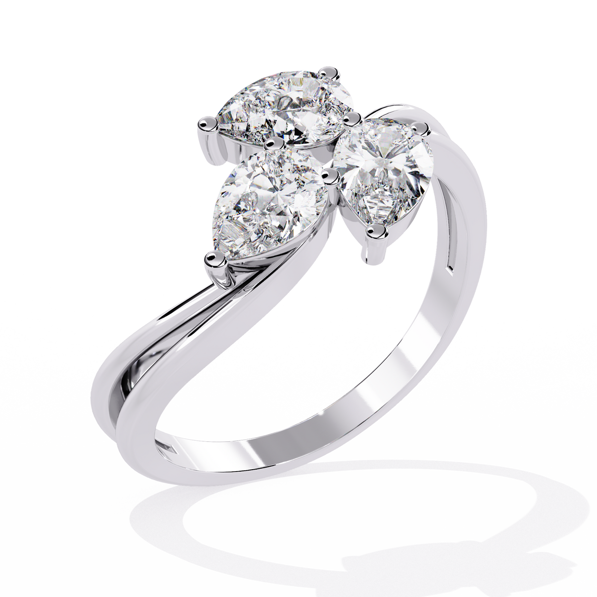 1.06CT Pear Cut Lab Grown Diamond Delicate Sparkling Three Stone Ring Gift For Her - HIGHCARAT DIAMONDS