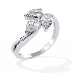 1.06CT Pear Cut Lab Grown Diamond Delicate Sparkling Three Stone Ring Gift For Her - HIGHCARAT DIAMONDS