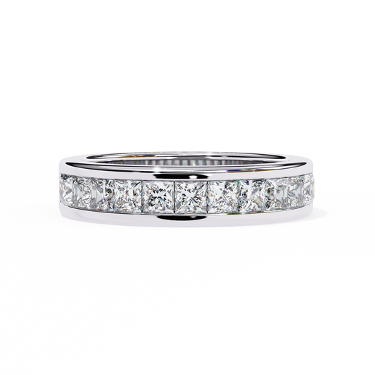 1.07Ct Princess Cut Diamond Half Eternity Bezel Set 18k Yellow Gold Sparkling Band Annivrasry Gift for Her - HIGHCARAT DIAMONDS