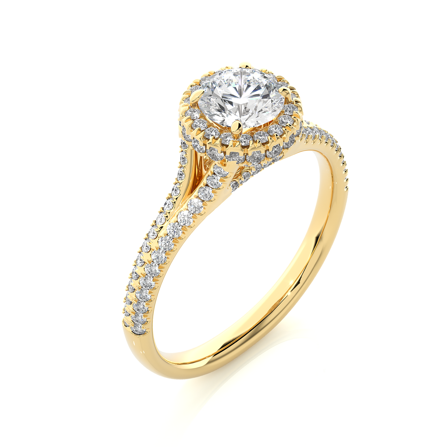 1.07 Ct Round Cut Lab Grown Diamond Accent Halo Ring