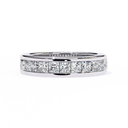 1.07Ct Princess Cut Diamond Half Eternity Bezel Set 18k Yellow Gold Sparkling Band Annivrasry Gift for Her - HIGHCARAT DIAMONDS
