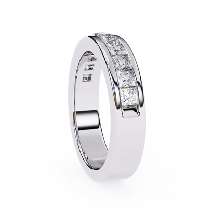 1.07Ct Princess Cut Diamond Half Eternity Bezel Set 18k Yellow Gold Sparkling Band Annivrasry Gift for Her - HIGHCARAT DIAMONDS