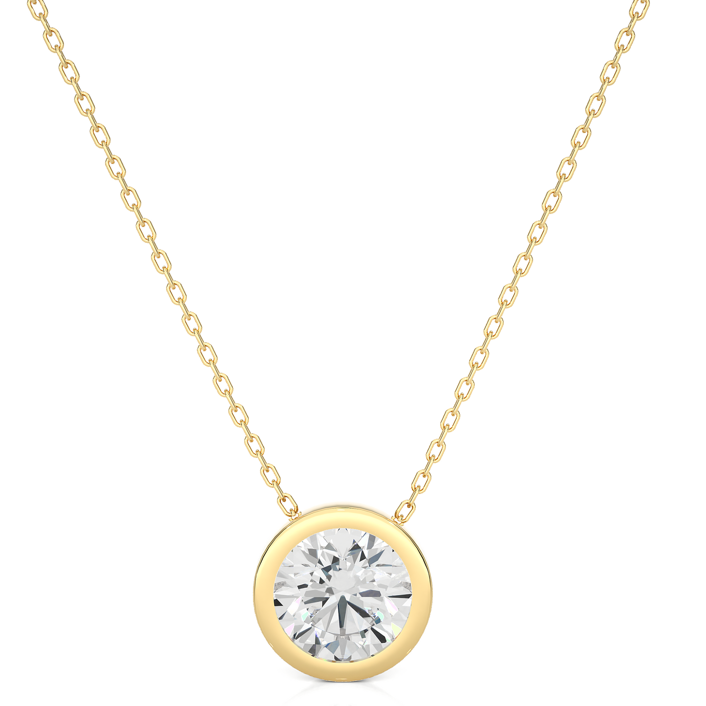 1.08 CT Labgrown Diamond Solitaire Pendant Round Bezel-Set Necklace for Women's