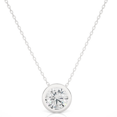 1.08 CT Labgrown Diamond Solitaire Pendant Round Bezel-Set Necklace for Women's - HIGHCARAT DIAMONDS