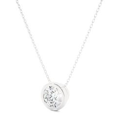 1.08 CT Labgrown Diamond Solitaire Pendant Round Bezel-Set Necklace for Women's - HIGHCARAT DIAMONDS