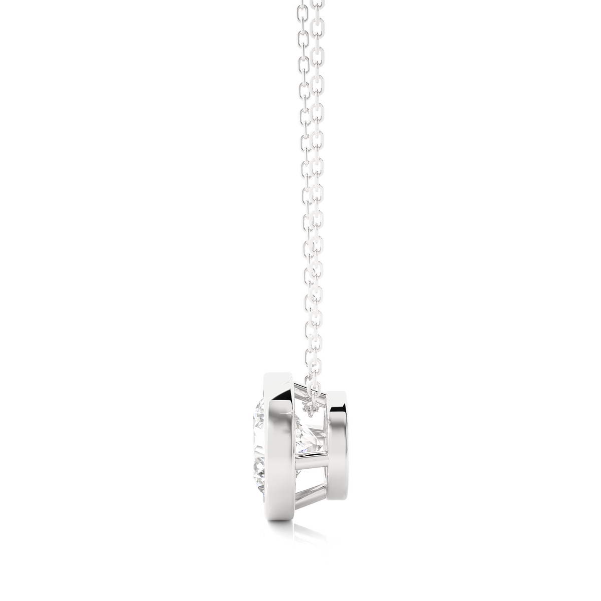 1.08 CT Labgrown Diamond Solitaire Pendant Round Bezel-Set Necklace for Women's - HIGHCARAT DIAMONDS