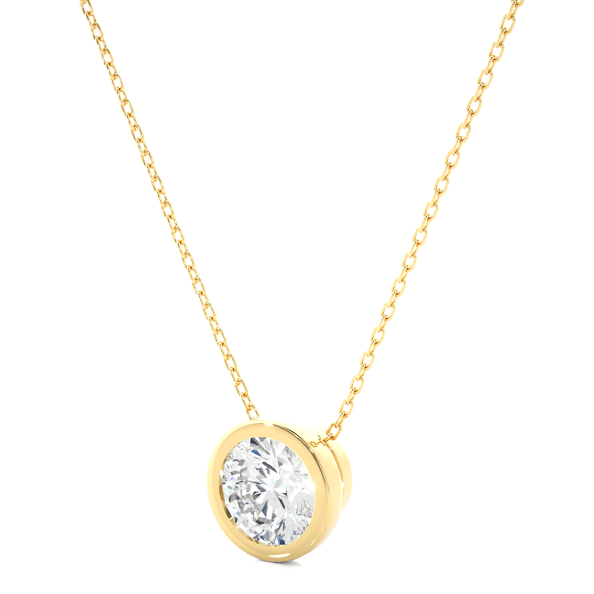 1.08 CT Labgrown Diamond Solitaire Pendant Round Bezel-Set Necklace for Women's - HIGHCARAT DIAMONDS