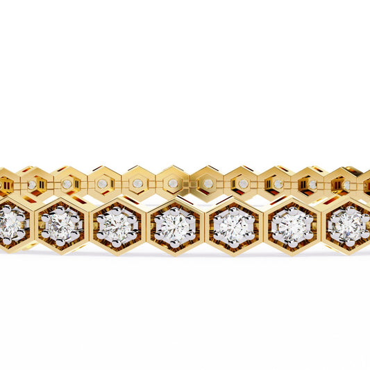 1.09CT Round Cut Lab Grown & Natural Diamond Hexagon Shape Cluster Vintage Dainty Tennis Dainty Bracelet Gift For Her - HIGHCARAT DIAMONDS
