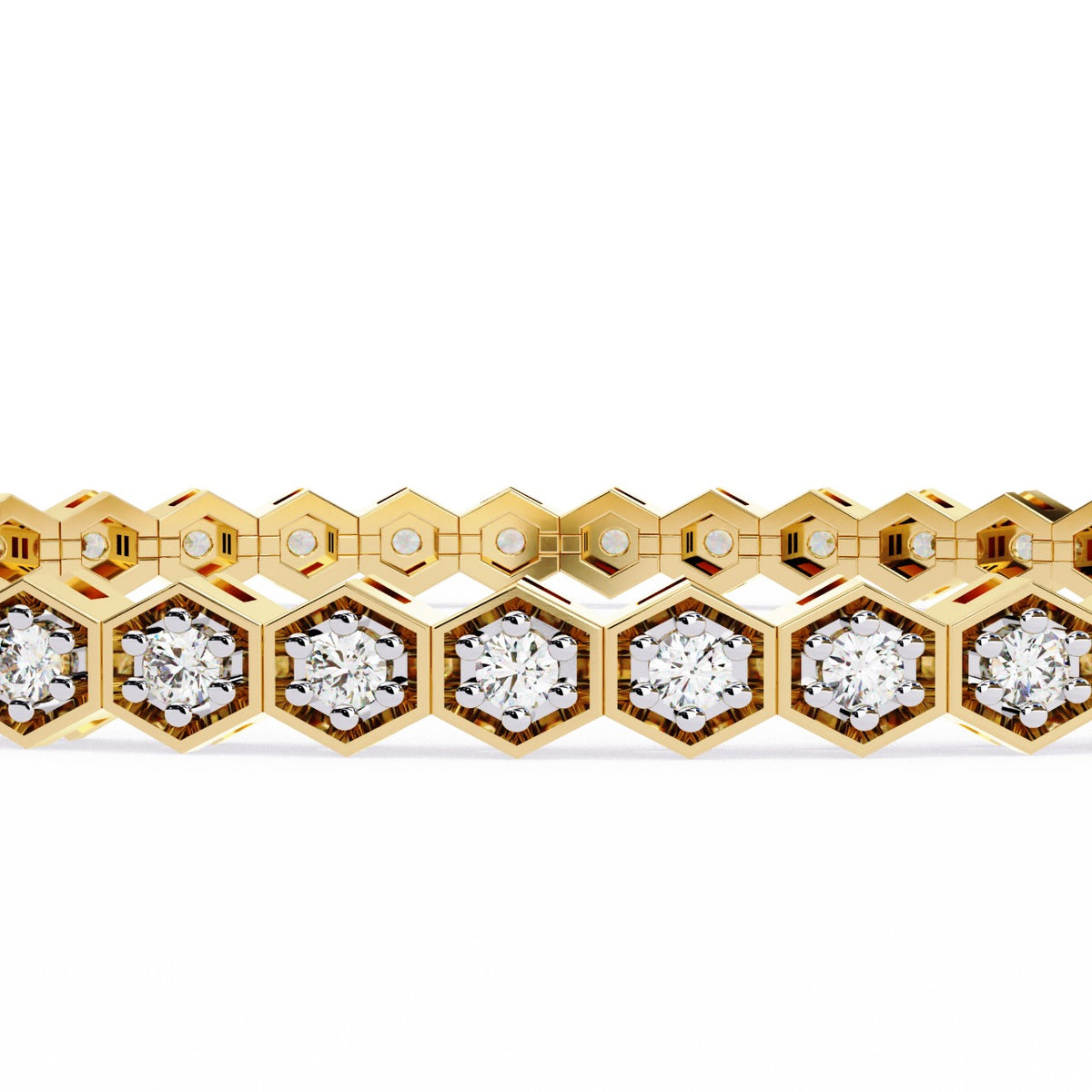 1.09CT Round Cut Lab Grown & Natural Diamond Hexagon Shape Cluster Vintage Dainty Tennis Dainty Bracelet Gift For Her - HIGHCARAT DIAMONDS