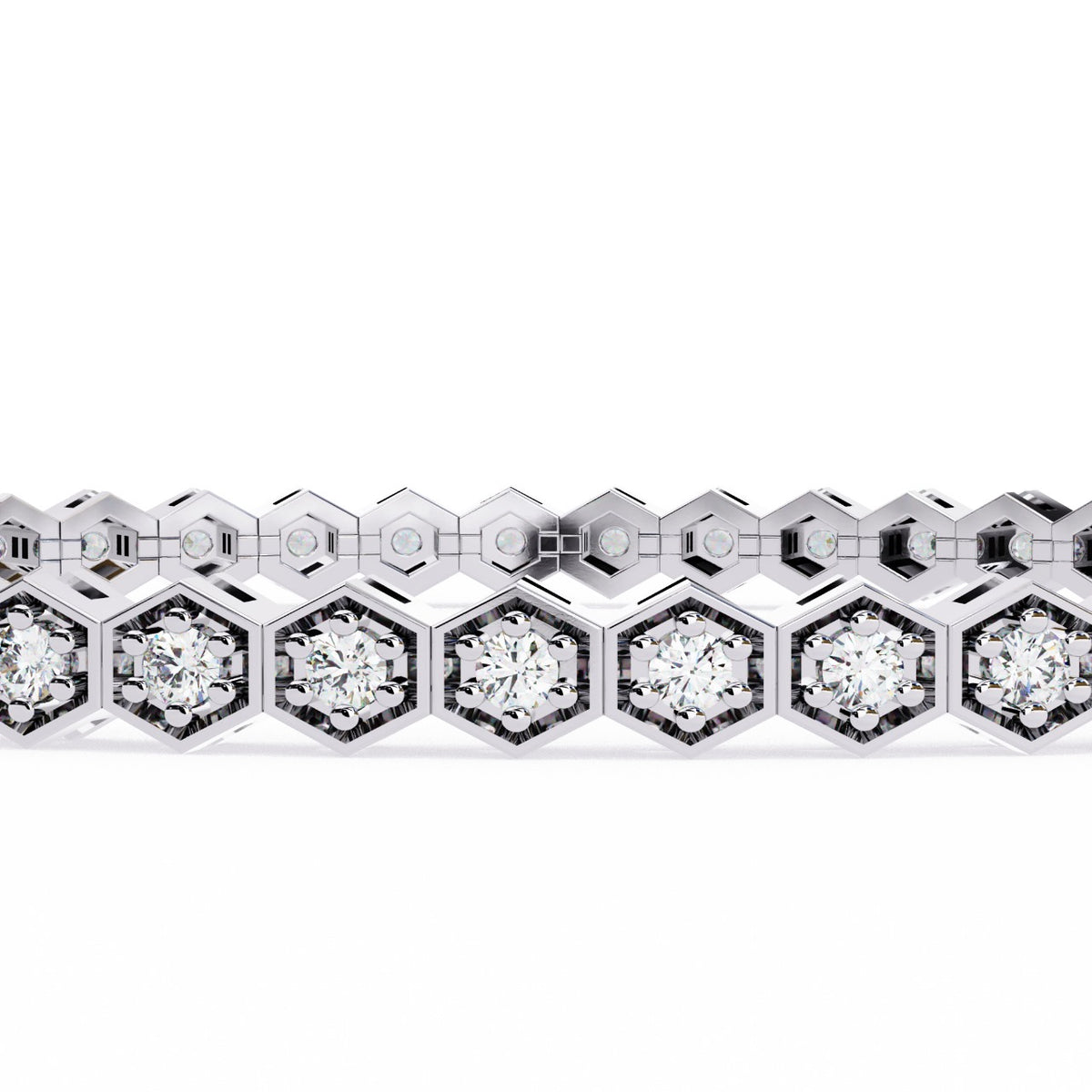 1.09CT Round Cut Lab Grown & Natural Diamond Hexagon Shape Cluster Vintage Dainty Tennis Dainty Bracelet Gift For Her - HIGHCARAT DIAMONDS