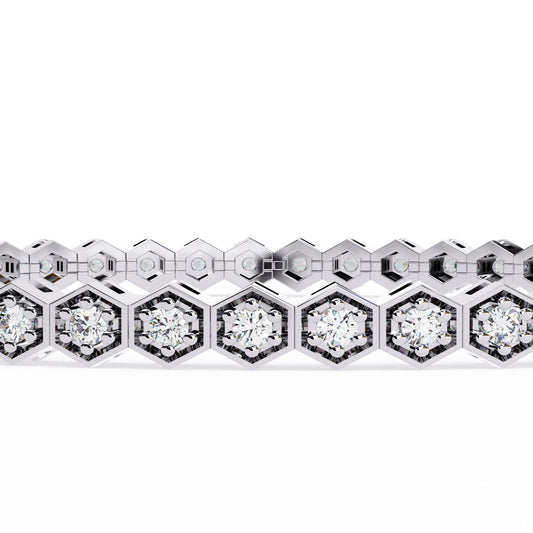 1.09CT Round Cut Lab Grown & Natural Diamond Hexagon Shape Cluster Vintage Dainty Tennis Dainty Bracelet Gift For Her - HIGHCARAT DIAMONDS
