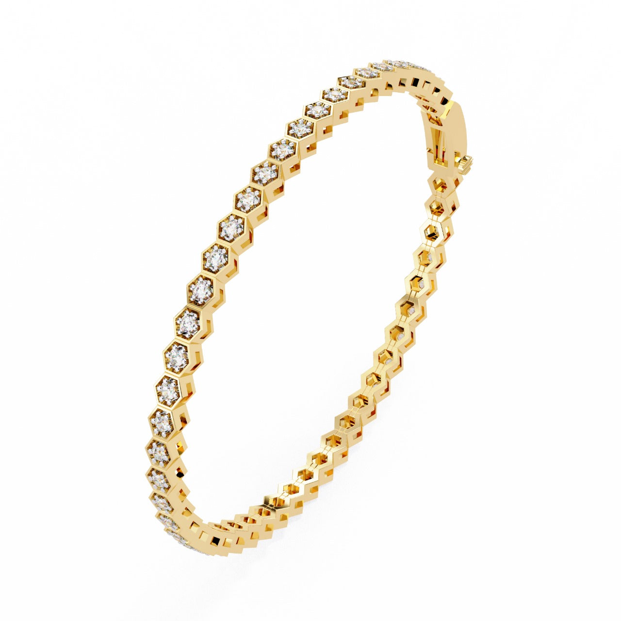 1.09CT Round Cut Lab Grown & Natural Diamond Hexagon Shape Cluster Vintage Dainty Tennis Dainty Bracelet Gift For Her - HIGHCARAT DIAMONDS