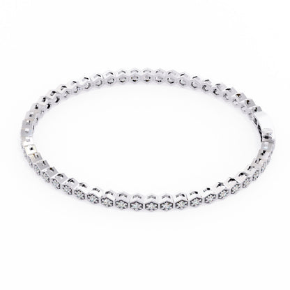 1.09CT Round Cut Lab Grown & Natural Diamond Hexagon Shape Cluster Vintage Dainty Tennis Dainty Bracelet Gift For Her - HIGHCARAT DIAMONDS