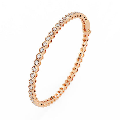 1.09CT Round Cut Lab Grown & Natural Diamond Hexagon Shape Cluster Vintage Dainty Tennis Dainty Bracelet Gift For Her - HIGHCARAT DIAMONDS