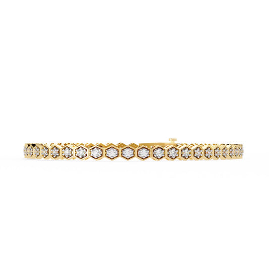 1.09CT Round Cut Lab Grown & Natural Diamond Hexagon Shape Cluster Vintage Dainty Tennis Dainty Bracelet Gift For Her - HIGHCARAT DIAMONDS