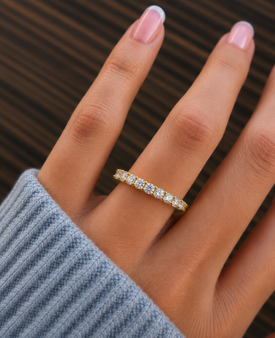 1.10 CT Round Diamond Half Eternity Wedding Band For her Sparkling Timeless beauty - HIGHCARAT DIAMONDS