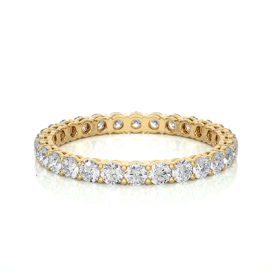 1.12 Carat Round Shaped Lab Grown Diamond & Natural 10k Solid Gold  Eternity Band Ring For Women's - HIGHCARAT DIAMONDS