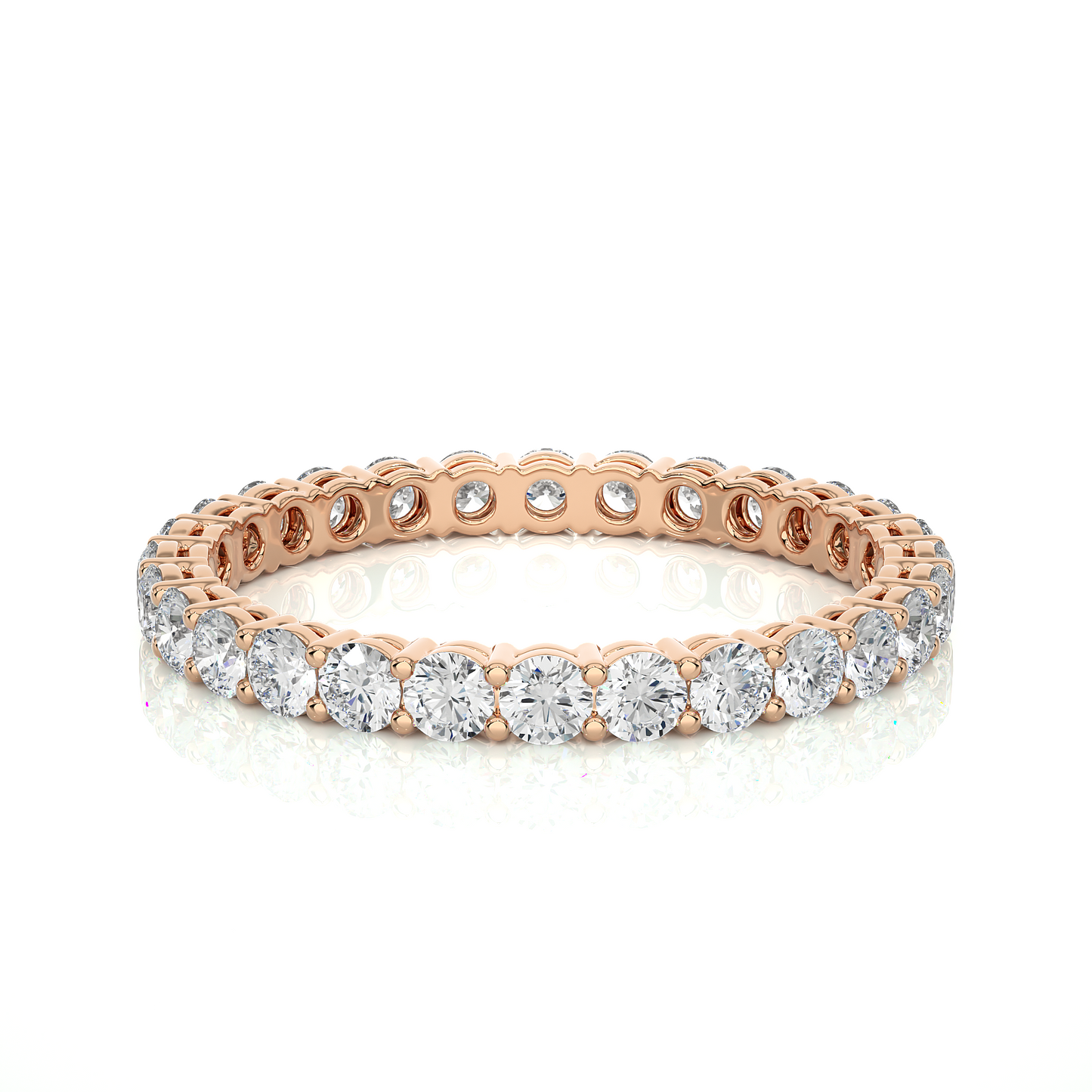 1.12 Carat Round Shaped Lab Grown Diamond & Natural 10k Solid Gold  Eternity Band Ring For Women's - HIGHCARAT DIAMONDS